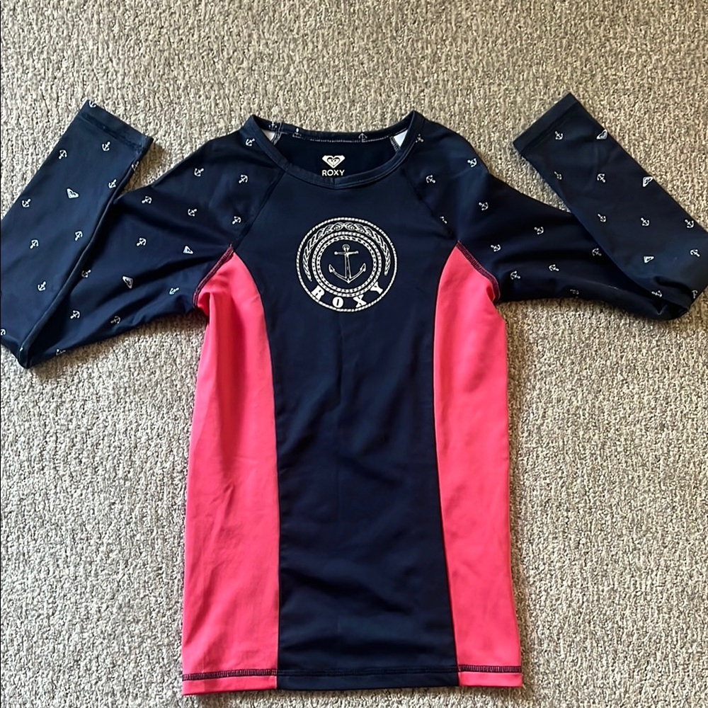 Roxy Blue and Pink Rashguard with UV Protection youth